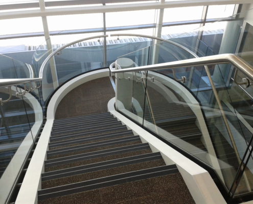 Image showing a stainless steel balustrade and handrail, inside commercial offices, constructed by Stainless Works