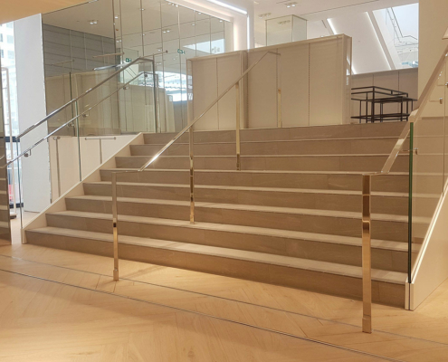 Image showing a free-standing stainless steel handrail, constructed by Stainless Works